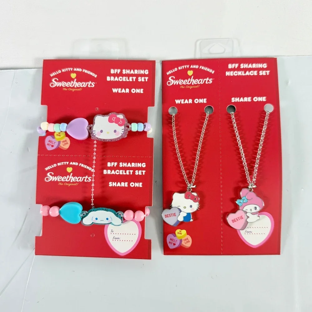 Hello Kitty Friends Sweethearts BFF Sharing Necklace Bracelet Set Lot Sanrio